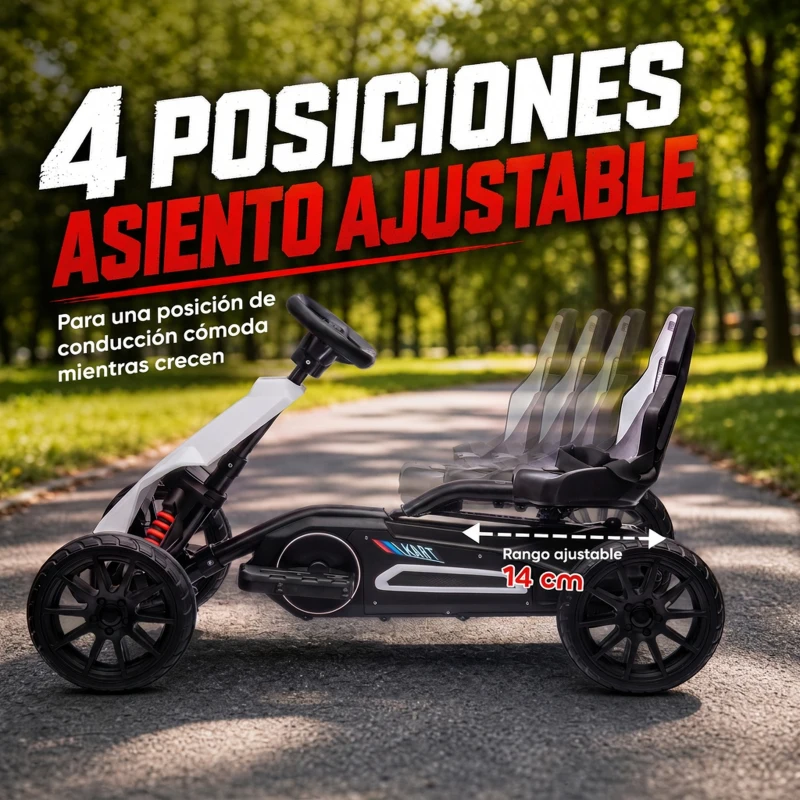 HOMCOM Kart Coche Eléctrico Infantil 12V de 3 a 8 Años Velocidad 3-5km/h y Cinturón de Seguridad 100x58x58,5cm Blanco