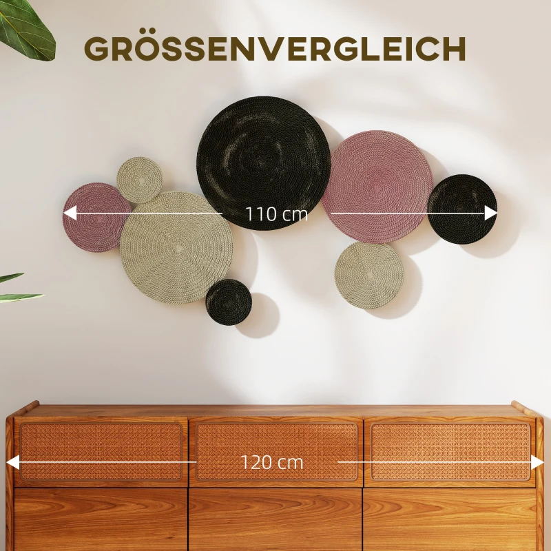HOMCOM Wanddekor-Set im Disk-Design, 8 Metallscheiben, vielseitig einsetzbar, Mehrfarbig