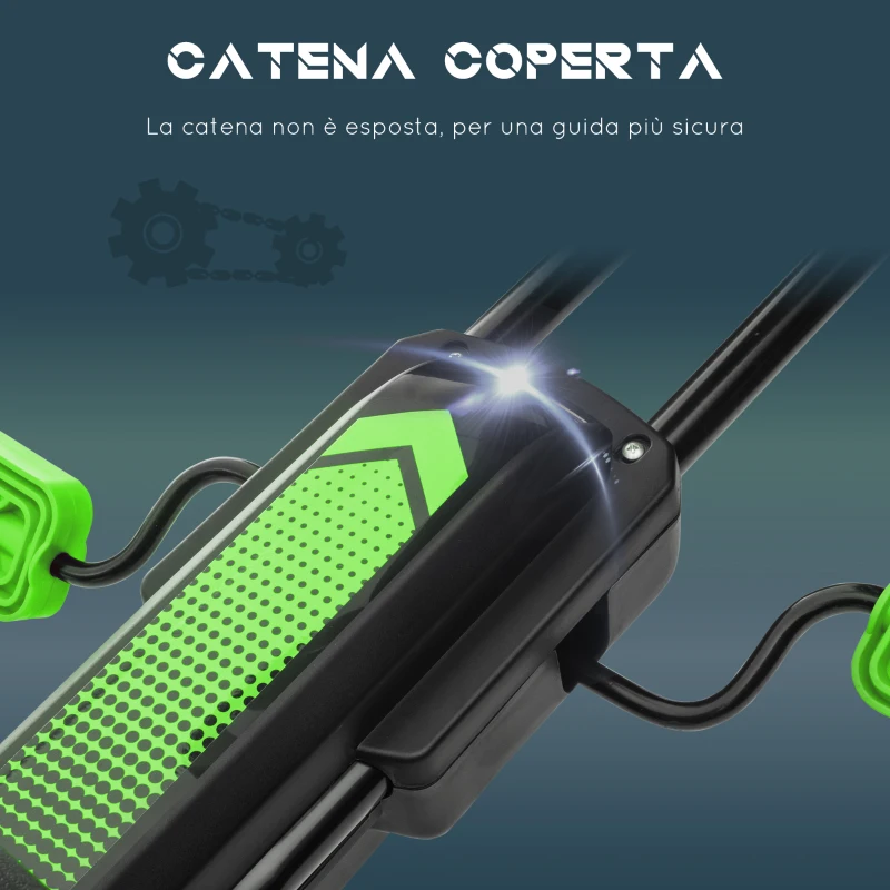 HOMCOM Go Kart a Pedali per Bambini 5-12 Anni con Sedile Regolabile, in Metallo e PP 117x58x61 cm, Verde e Nero