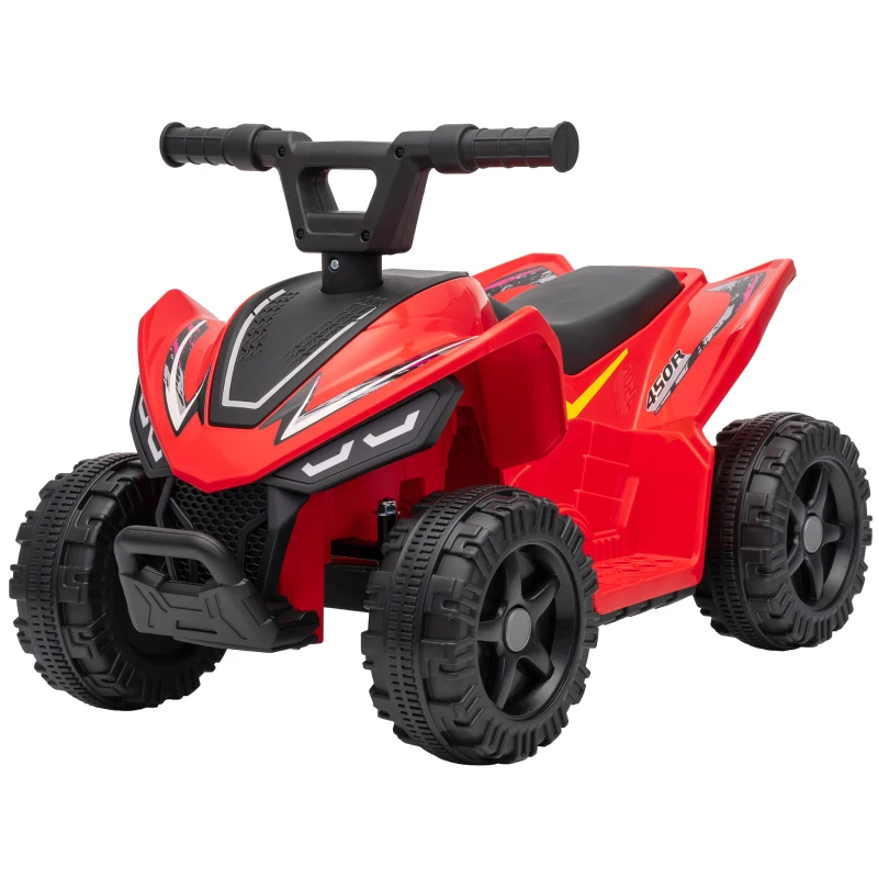 AIYAPLAY Quad Elettrico per Bambini 6V, Marce Avanti, 2 km/h, per 18-48 Mesi, Portata 25 kg, Interno ed Esterno, Rosso