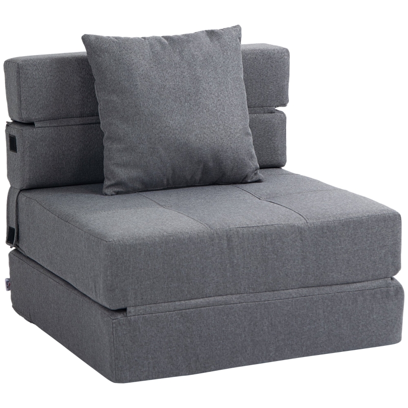 HOMCOM Schlafsessel Relaxsessel Gästebett. abnehmbarer Bezug, 70 cm x 70 cm x 61 cm, Dunkelgrau
