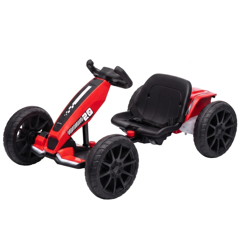 AIYAPLAY Go-Kart Elettrico per Bambini 3-6 Anni 12V con 2 Motori, Avvio Morbido, Sedile Regolabile e Luci LED, Rosso