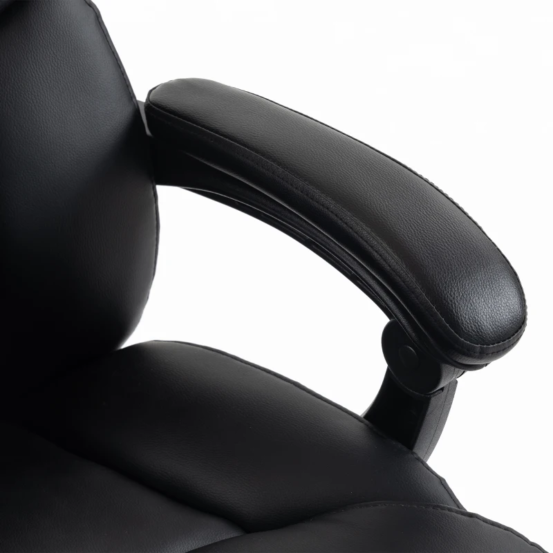 HOMCOM Executive Office Chair, 180kg Big and Tall PU Desk Chair with Linked Armrests, Pocket Spring Cushion, Adjustable Height, Rocking Function, 165° Reclining Backrest, Footrest, PU Casters, Black