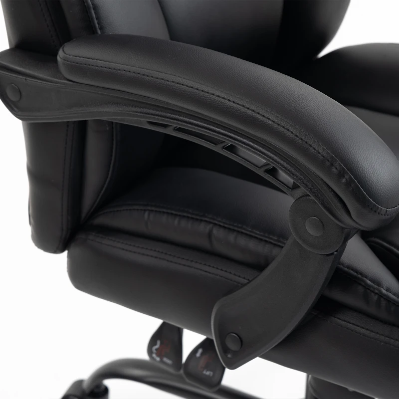 HOMCOM Executive Office Chair, 180kg Big and Tall PU Desk Chair with Linked Armrests, Pocket Spring Cushion, Adjustable Height, Rocking Function, 165° Reclining Backrest, Footrest, PU Casters, Black