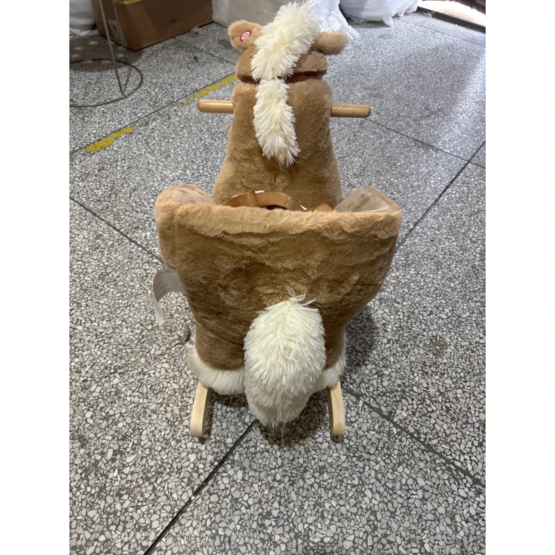 AIYAPLAY Cheval à Bascule pour Enfants, Animal à Bascule Bébé en Peluche avec Sons, Ceinture de Sécurité, 18-36 Mois, Marron