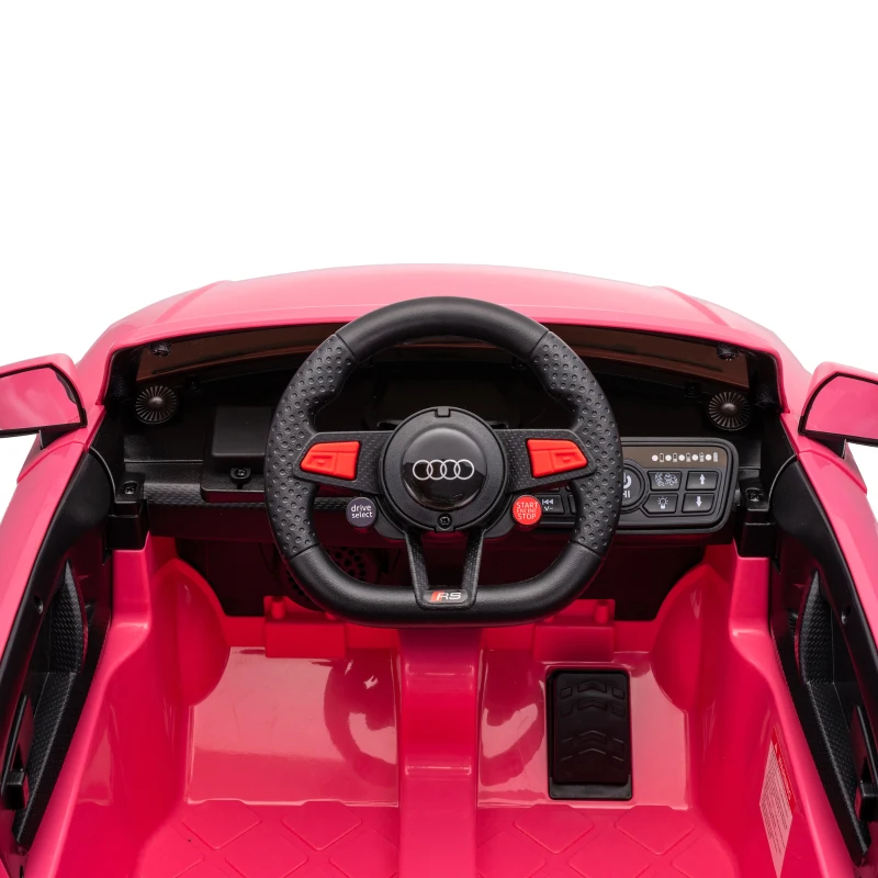 AIYAPLAY 12V Audi TT RS Licensed Electric Car, Electric Ride On Toy with Remote Control, Dual Motors, 4-Wheel Suspension, Pink