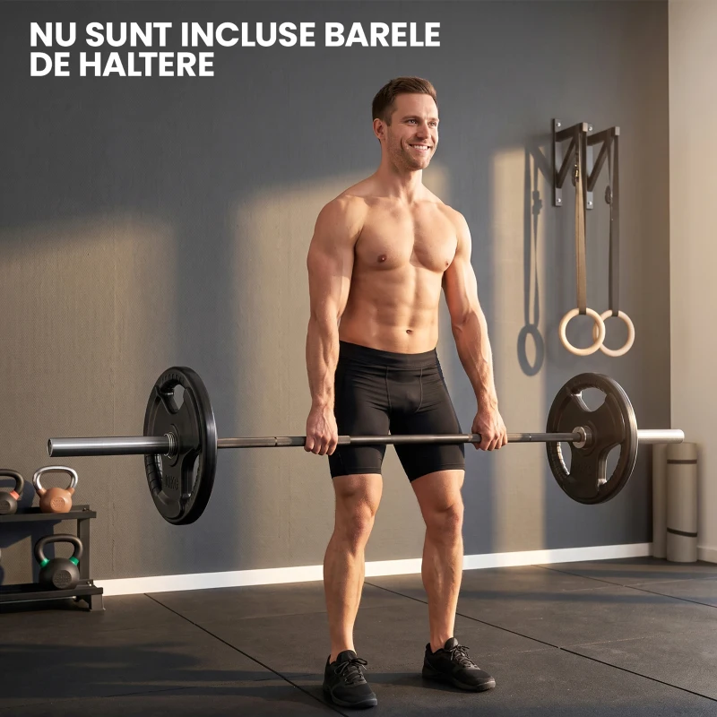 SPORTNOW Set 2 discuri olimpice 10 kg, Ø50 mm, cauciucate, 3 mânere ergonomice, negre