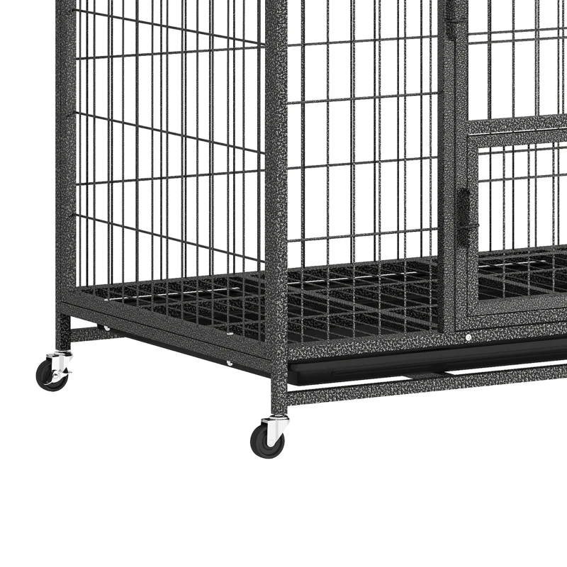 PawHut Heavy Duty Dog Crate,93 x 58 x 76 cm, Large Dog Cage for Small to Medium Breeds