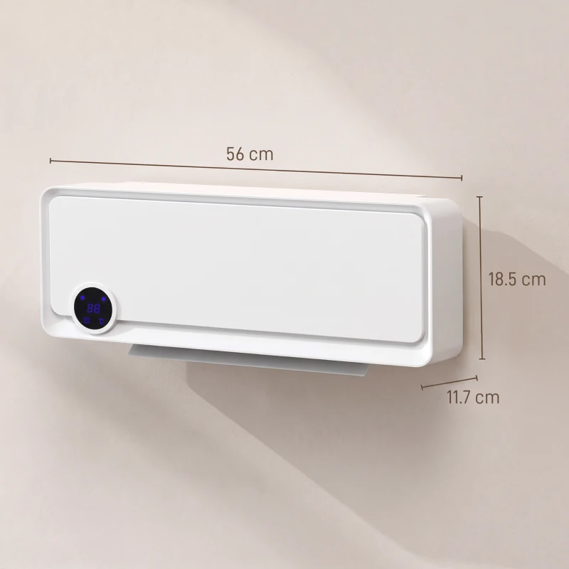 HOMCOM Aerotermă pentru montare pe perete 2000W cu telecomandă, 3 moduri, afișaj LED, timer 12h