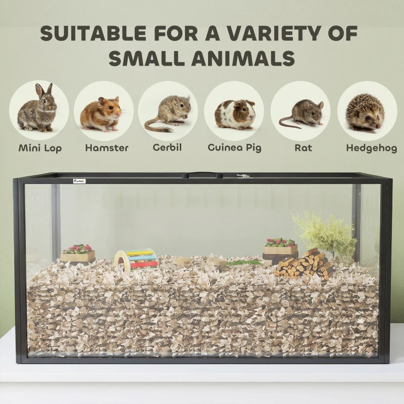 PawHut Cage pour Hamster Habitat Rongeurs Transparent de Vue Panoramique 360° Anti-Mordillage 105x51x51cm Noir