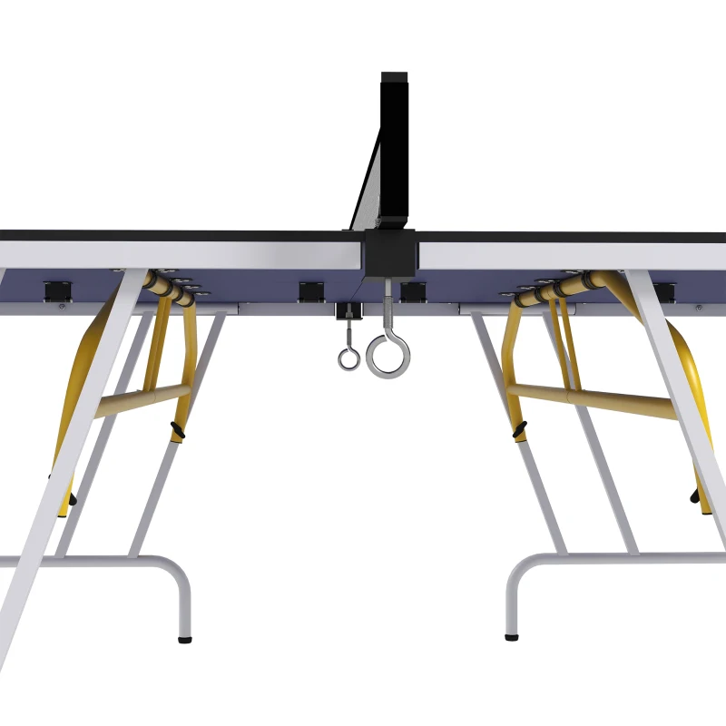 SPORTNOW Mesa de Ping-Pong Dobrável com Rede Apoio para os Pés Ajustáveis e Estrutura de Aço para Interior e Exterior 274x152,5x76 cm Azul
