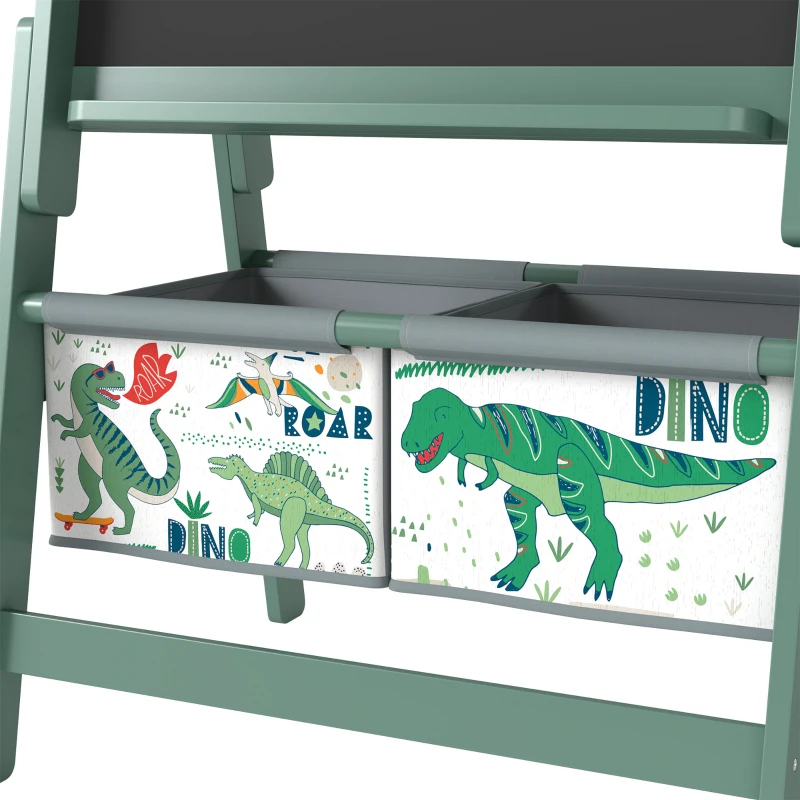 AIYAPLAY Art Easel for Kids, 3-in-1 Kids Easel with Chalkboard, Whiteboard, Paper Roll, Storage, Under-Board Shelf for 3-8, Green