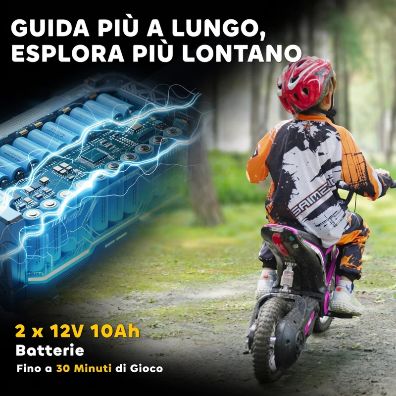 HOMCOM Moto Elettrica per Bambini con Acceleratore Manuale, 2 Velocità 8-16km/h, Età 8-12 Anni, Rosa