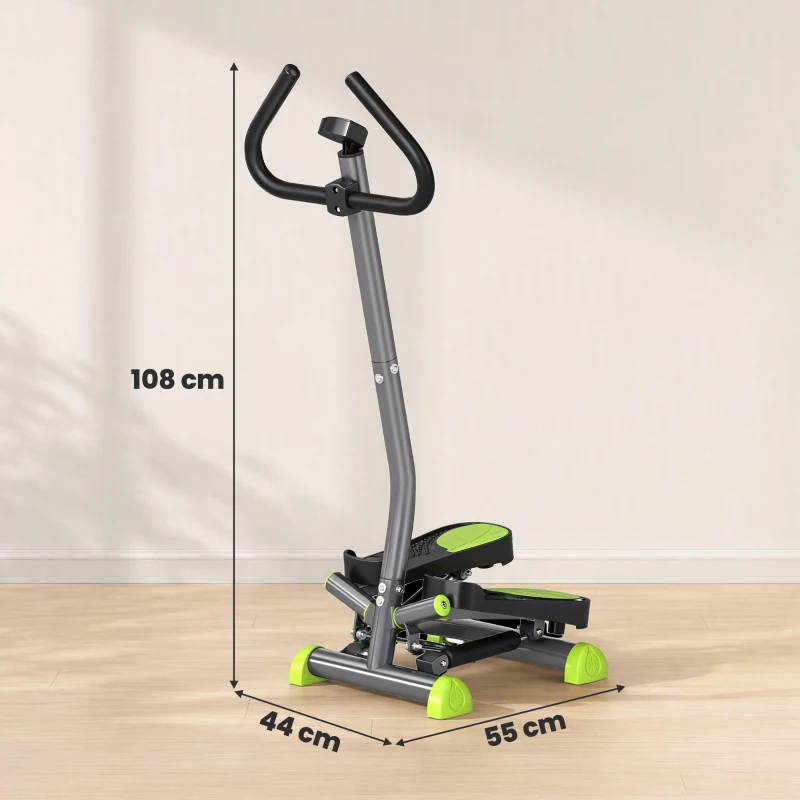 HOMCOM Máquina de Step Stepper Fitness em Casa com Tela LCD Alça e Pedais Antiderrapantes para Ginásio 55x44x108 cm Cinzento