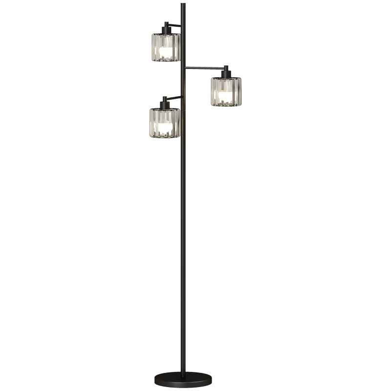 HOMCOM Lámpara de Pie 40W, 3 Bombillas LED E27, Mando Magnético, Regulable, 3 Temperaturas de Color, Negro
