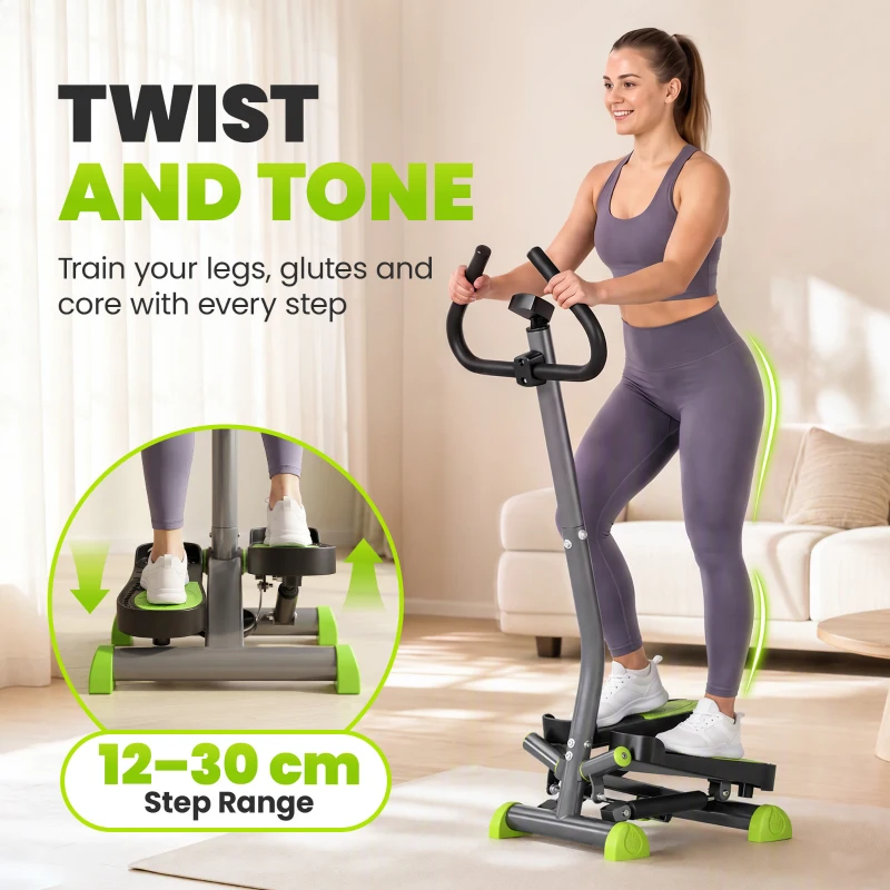 HOMCOM Twister Stepper, Step Machine with Adjustable Resistance, LCD Screen - Grey