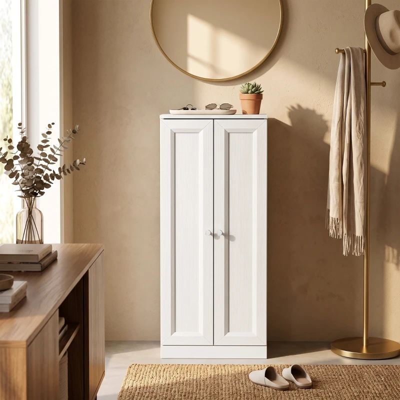 HOMCOM Narrow Bathroom Cabinet, Slim Storage Cabinet with 2 Doors & 4 Tiers, Freestanding Narrow Cupboard