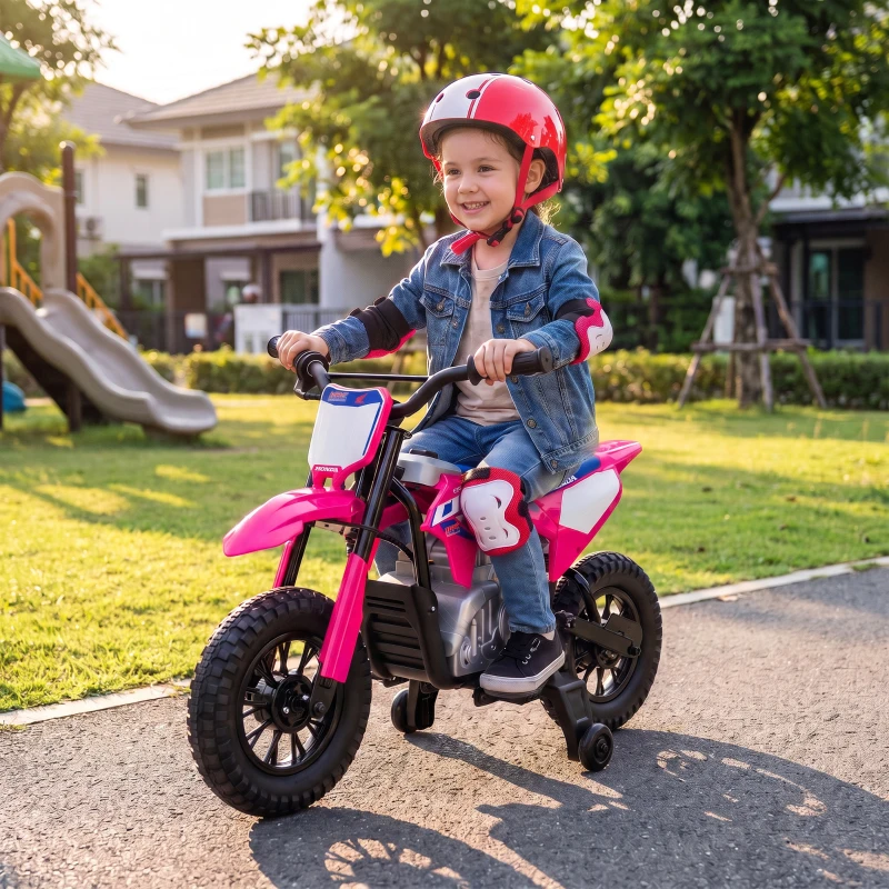 AIYAPLAY Moto Elettrica per Bambini 3+ Anni Licenza Honda CRF 450R, 12V Batteria al Litio, con Sospensioni, Rosa