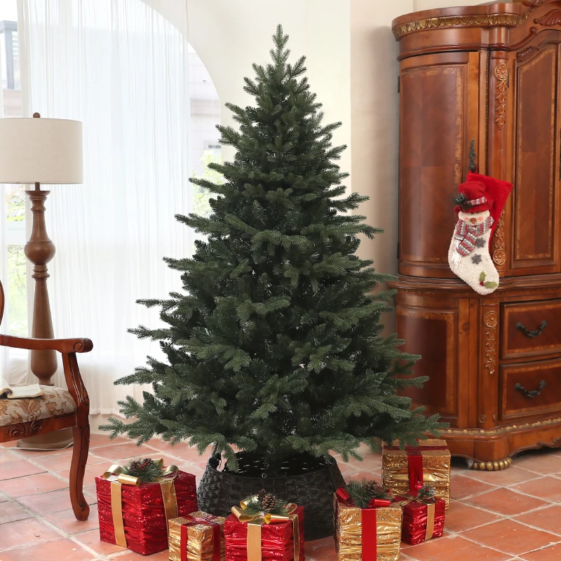 HOMCOM Árvore de Natal Artificial 180 cm com design de abeto, 1696 pontas de ramos e base de aço dobrável, árvore de Natal para casa ou escritório, Verde