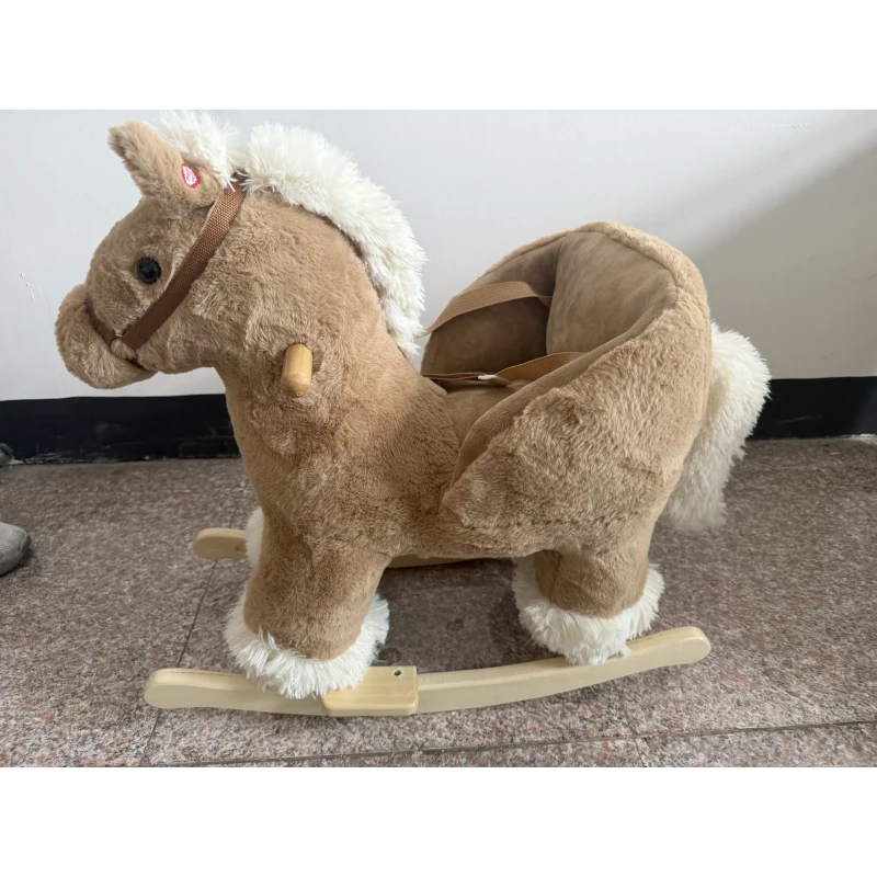 AIYAPLAY Cheval à Bascule pour Enfants, Animal à Bascule Bébé en Peluche avec Sons, Ceinture de Sécurité, 18-36 Mois, Marron