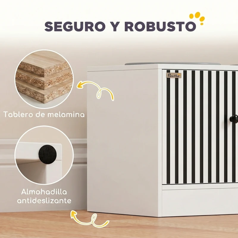 PawHut Comedero Perro Elevado con 2 Cuencos de Acero Inoxidable 2x2000 ml con Comedero Lento Almacenamiento Oculto Blanco