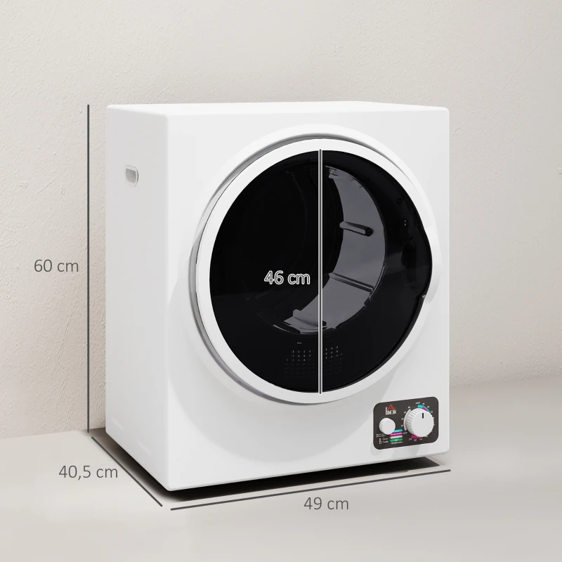 HOMCOM Mini Wäschetrockner 4 kg mit 4 Programme, 2 Heizstufen, Sterilisation bis zu 65℃ 850W für Kleidung