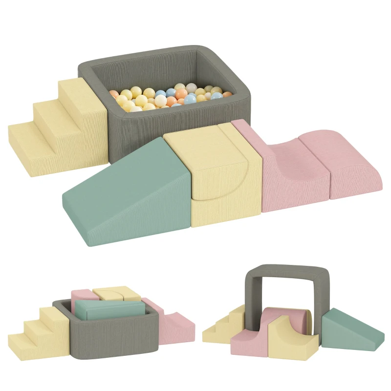AIYAPLAY Juego de 7 Bloques de Espuma para Niños con Fundas de Pana Lavables para Escalar y Gatear Multicolor