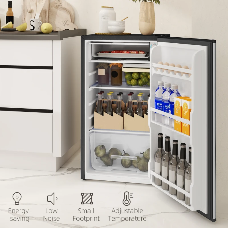HOMCOM Réfrigérateur congélateur petit réfrigérateur 91 L étagères modulables design sous-comptoir 47,5 x 44,2 x 84 cm noir(m-8)
