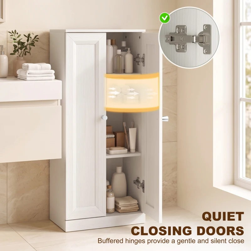 HOMCOM Narrow Bathroom Cabinet, Slim Storage Cabinet with 2 Doors & 4 Tiers, Freestanding Narrow Cupboard