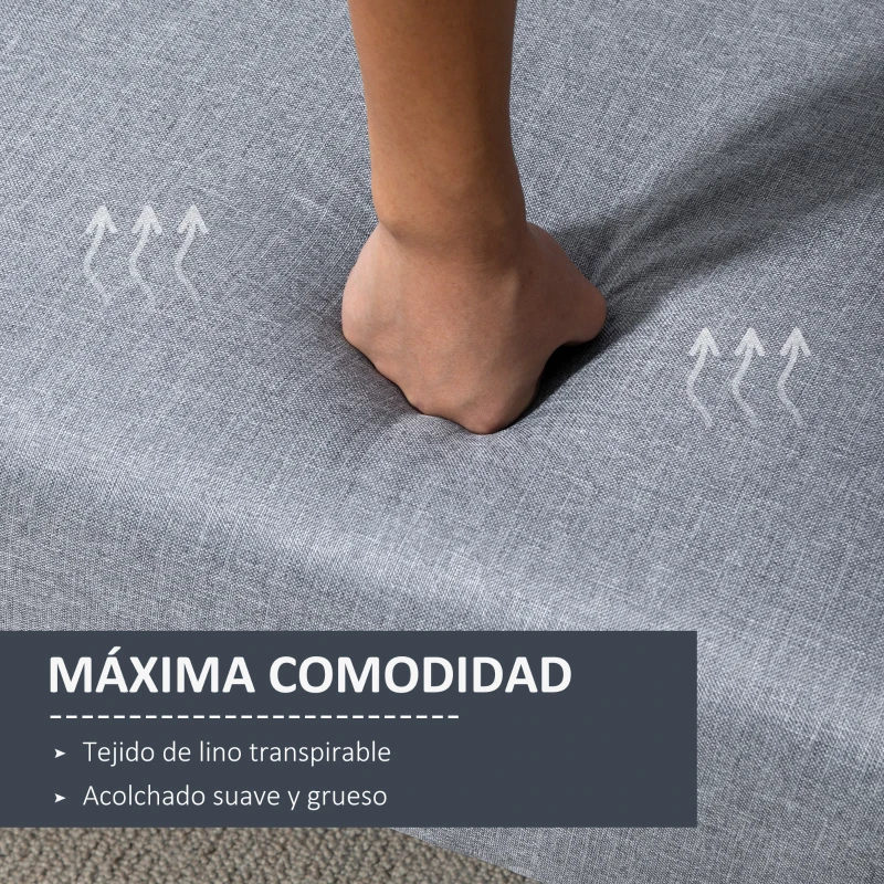 HOMCOM Sofá Cama de 3 Plazas Moderno 173x75x73 cm Sofá Cama Plegable Tapizado en Lino Sintético con Respaldo Ajustable en 3 Niveles y Reposabrazos Desmontables para Salón Oficina Gris
