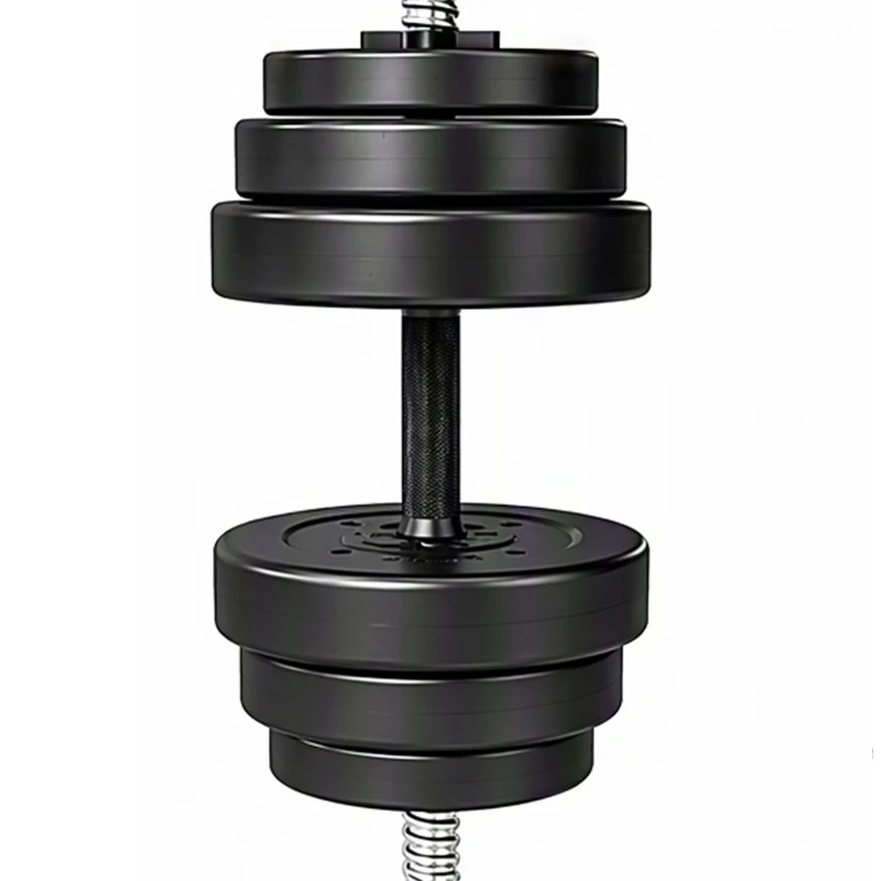SPORTNOW Kit Haltères Musculation 50 kg 3 en 1, Poids Réglable Revêtement PP, Barre Antidérapante, Verrouillage, Noir
