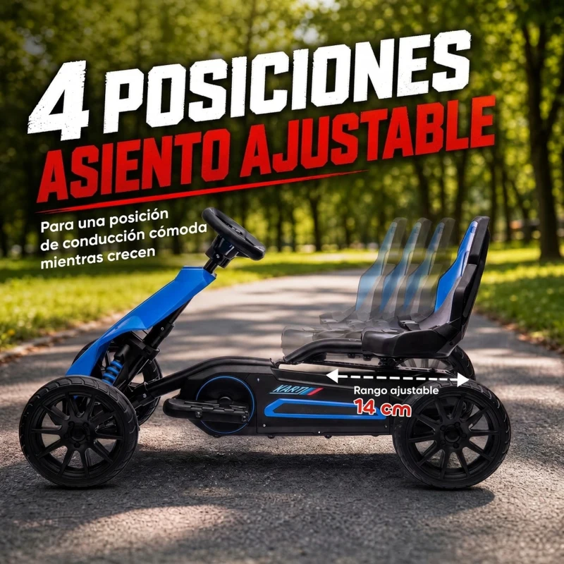 HOMCOM Kart Coche Eléctrico Infantil 12V de 3 a 8 Años Velocidad 3-5km/h y Cinturón de Seguridad 100x58x58,5cm Azul