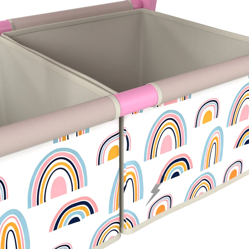 AIYAPLAY Cavalete Infantil 3 em 1 Dupla Face, Quadro Negro e Quadro Branco, Rolo de Papel, Cestos, Prateleira, 3-8 Anos, Rosa
