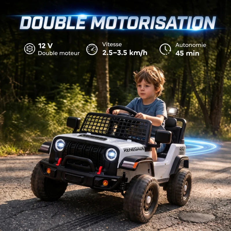 AIYAPLAY Voiture Électrique Enfants 12V, Télécommande, Batterie Lithium, Démarrage Progressif, Suspension 4 Roues, Blanc