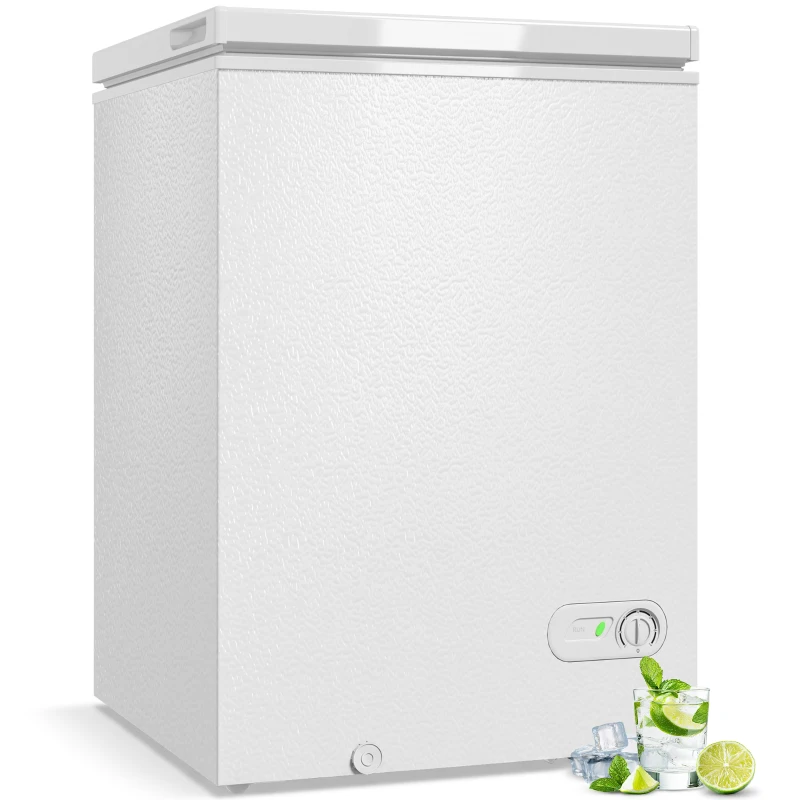 HOMCOM 91L Freestanding Chest Freezer with Removable Storage Basket, Chest Freezer with Mechanical Temperature Control, White