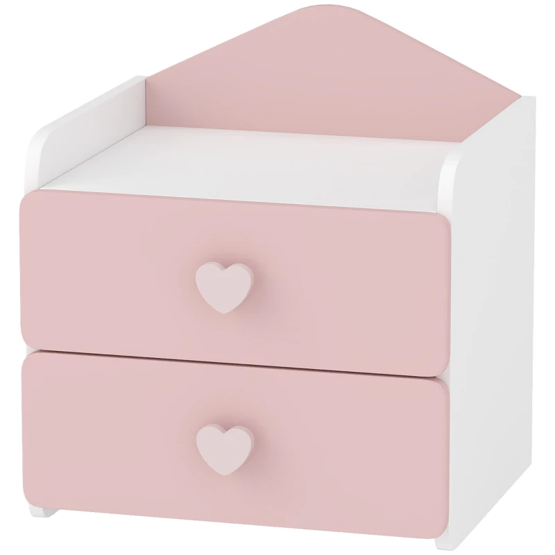 AIYAPLAY Mesita de Noche Infantil con 2 Cajones Montessori Bordes Redondeados para Niños de 3 a 8 Años 34x31x36 cm Rosa
