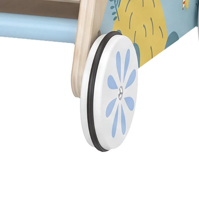 AIYAPLAY Andador Madera Bebé 3 en 1 con Juguetes Montessori Panel Desmontable de Doble Cara Almacenaje Ruedas 1-3 Años Natural