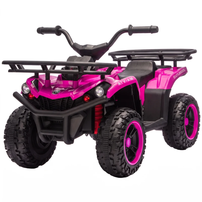 AIYAPLAY Quad Elétrico Infantil 12V com 2 Motores, Bateria de Lítio, 2 Cestos e MP3, Rosa, 3-8 Anos