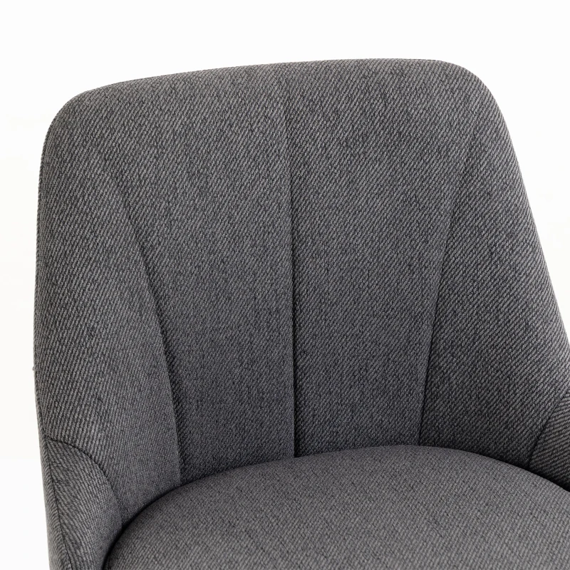HOMCOM Lot de 2 Tabourets de Bar Pivotants, Chaises de Bar en Tissu Effet Lin, Dossier Capitonné, Repose-Pieds, Gris