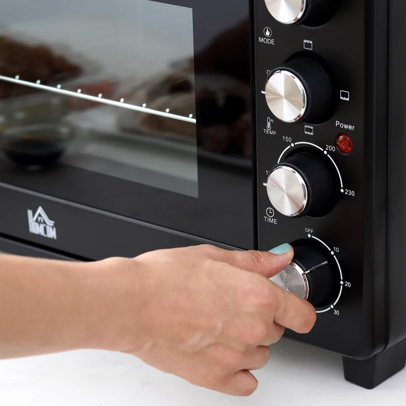 HOMCOM Mini-Ofen Toasterofen, 1 Backblech, 1 Grilrost, Timer-Funktion, Schwarz