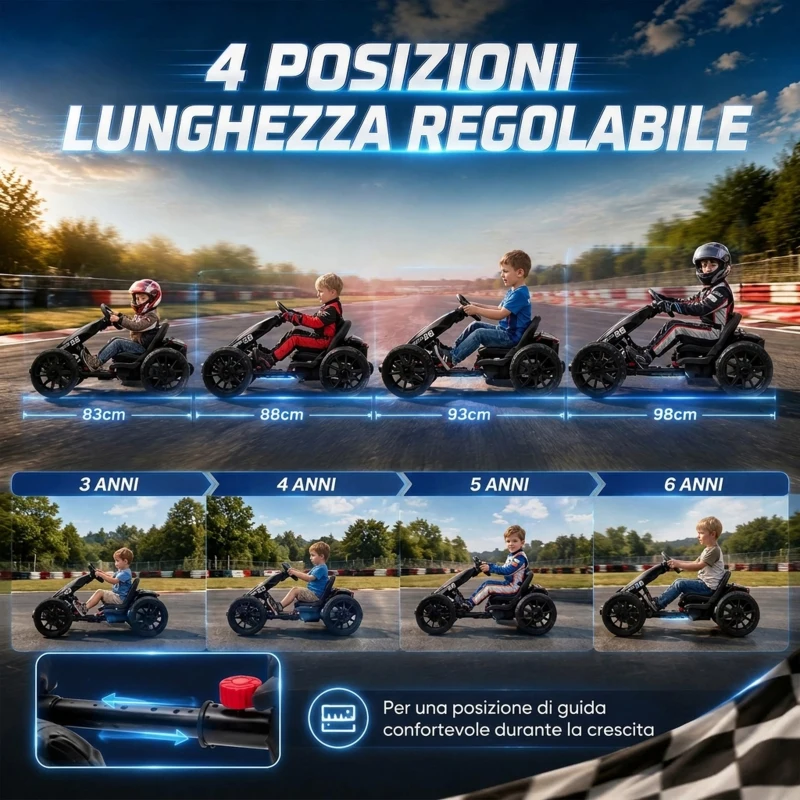 AIYAPLAY Go-Kart Elettrico per Bambini 3-6 Anni con Doppio Motore 12V, Fari LED, 1.5-4 km/h, Nero