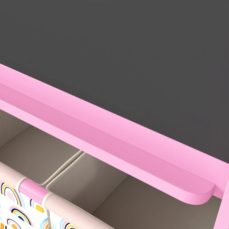 AIYAPLAY Art Easel for Kids, 3-in-1 Kids Easel with Chalkboard, Whiteboard, Paper Roll, Storage, Under-Board Shelf for 3-8, Pink