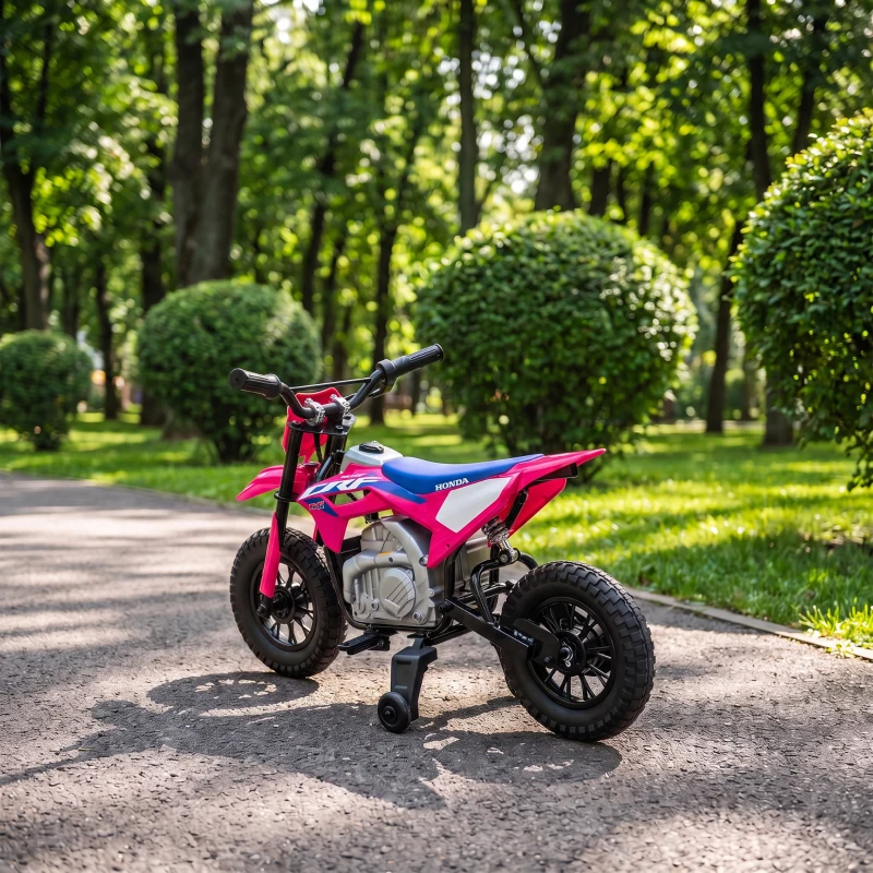 AIYAPLAY Moto Elettrica per Bambini 3+ Anni Licenza Honda CRF 450R, 12V Batteria al Litio, con Sospensioni, Rosa