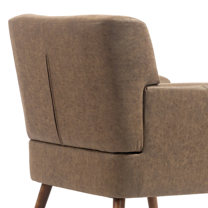 HOMCOM Sillón Relax Sofá Individual de PU Cojín de Asiento con Muelles Respaldo Acolchado Patas de Madera 72x76x80 cm Marrón