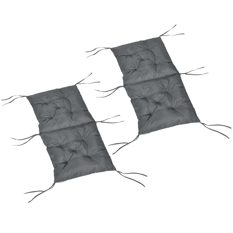 Outsunny 2er-Set Sitzkissen, 98cm x 50cm x 8cm Stuhlkissen mit Bänder, Polsterauflage, waschbar/Ergonomische Sitzpolster für Haus, Garten, Sofa, Grau