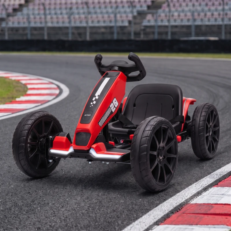 AIYAPLAY Go-Kart Elettrico per Bambini 3-6 Anni 12V con 2 Motori, Avvio Morbido, Sedile Regolabile e Luci LED, Rosso