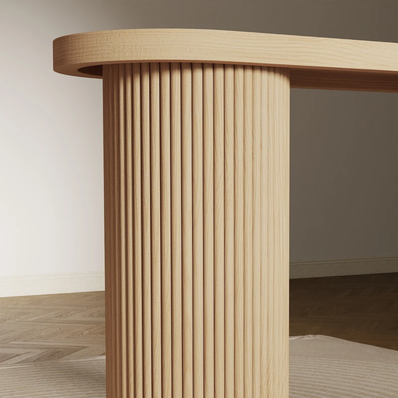 HOMCOM Consola Canelada, Arrumação Oculta, Pés Coluna, Estilo Rústico, Consola de Entrada Estreita, 103x35x80cm Carvalho