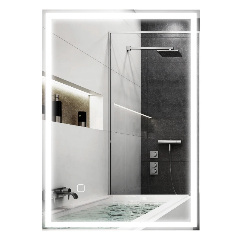 HOMCOM Badspiegel Badezimmerspiegel Wandspiegel LED´s. Berührungsschalter, Weiß