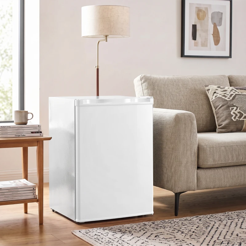 HOMCOM Minikoelkast met vriesvak, instelbare thermostaat, kleine koelkast, 1-deurs, 72,5 liter, wit