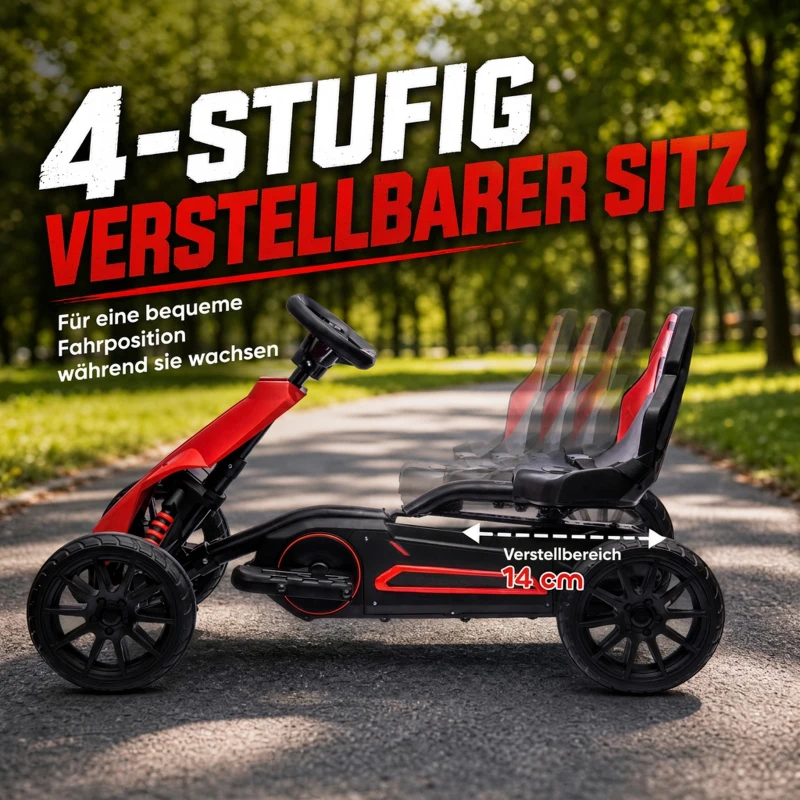 HOMCOM Elektro Go-Kart für Kinder 3-5km/h Gokart mit 2-Fach verstellbarem Geschwindigkeit, Sicherheitsgurt, EVA-Räder für 3-8